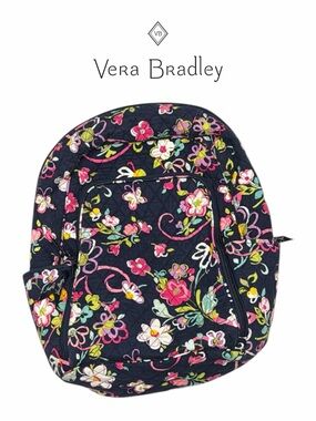 Vera Bradley Pretty Posies Navy Floral Quilted Backpack